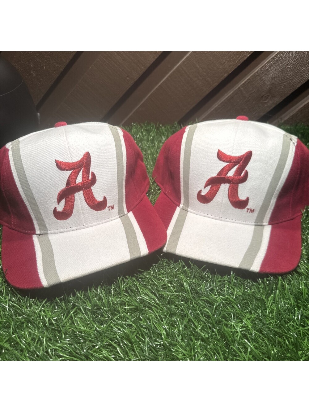 Vtg 2x 90s Alabama Crimson Tide Racing Stripe Snapback Hat Roll Tide A Caps